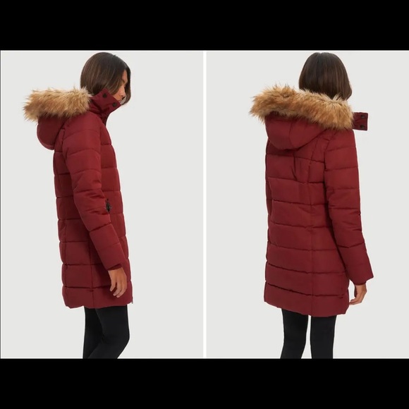 NOIZE Cranberry Red Women's Vegan Winter Parka (XS) - Picture 4 of 7